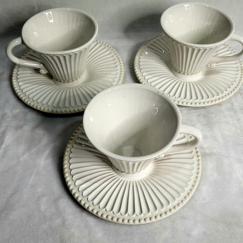 Vintage French Perle Groove Lenox Mugs